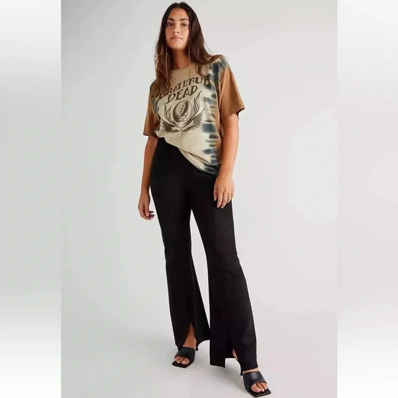 Free People Pants - NWT FREE PEOPLE CURVY Real Deal Faux Suede Flare Black Pants Size 29 Open Leg
